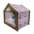 thumbnail image 1 of Butterfly Pet House, Flora and Fauna Image with Contrast Colors Hand Drawn Natural Pattern Vintage, Outdoor & Indoor Portable Dog Kennel with Pillow and Cover, 5 Sizes, Purple White, by Ambesonne, 1 of 5