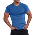 thumbnail image 3 of TAGOLD Mens Summer Short Sleeve Round-Neck Blouses & Shirts Solid Color Cationic Stand Collar Stretch Top, 3 of 5