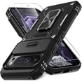 thumbnail image 1 of KOMI Case for Google Pixel 9 Pro XL with Slide Camera Cover+Screen Protector(1 Pack), Rotated Ring Kickstand Military Grade Shockproof Protective Cover-Black, 1 of 5