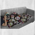 thumbnail image 6 of Sugar Skull Soft Flannel Fleece Throw Blanket, Graveyard Mexico Design on Black Backdrop Print, Cozy Plush for Indoor and Outdoor Use, 50" x 60", Multicolor, by Ambesonne, 6 of 6