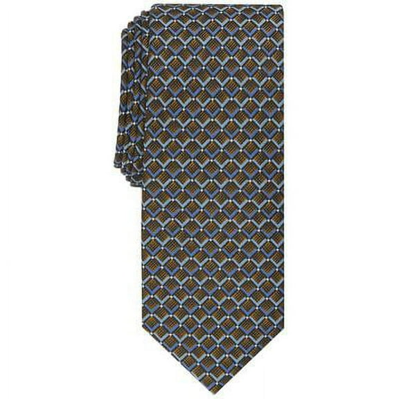Alfani NAVY Men's Nell Grid Silk Blend Slim Tie, O/S