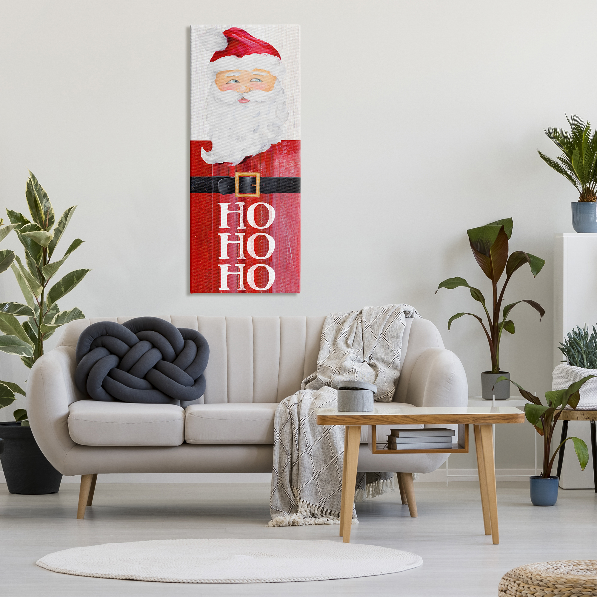 Stupell Industries Santa Clause Rustic Red Suit Charming Christmas Holiday Painting Gallery Wrapped Canvas Print Wall Art, 20 x 48