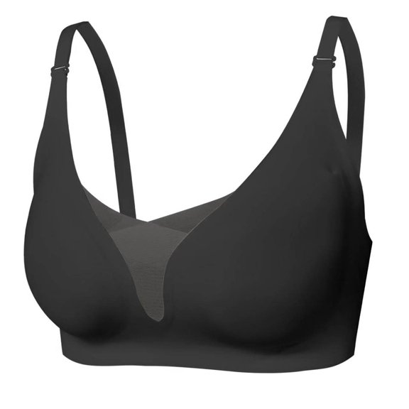 Ohufall Woman Fashion Bras Solid Color Round Neck Bra Without Steel Ring Fine Strap Wirefree Everyday Underwear