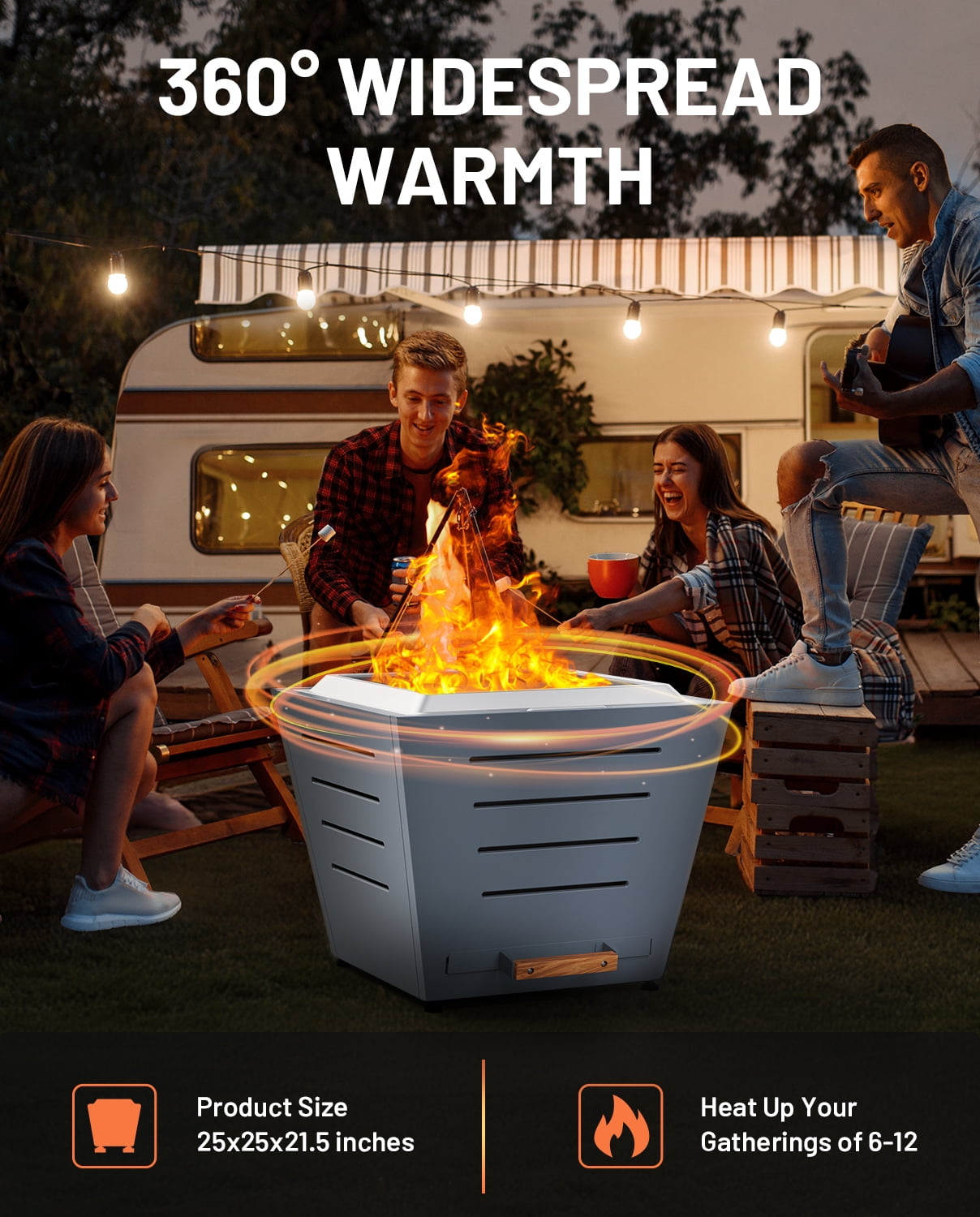 LEGACY HEATING Cyberpit One 25" Smokeless Fire Pit w/ Ash Pan & Handle - Stainless Steel