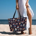 thumbnail image 3 of Wukai Mushroom Doodle Print Zipper Bag,large Beach Tote Bag,Waterproof Sandproof Bag,Grocery and Picnic Tote Travel Bag, 3 of 5