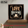 thumbnail image 2 of 1pc Love is Brewing Vintage Wooden Hanging Sign - 8x8 Inch Rustic Coffee Cup Rose Wall Art with Recycled Frame, Valentine's Day Decoration, Farmhouse, No Electricity Needed, Gift, Bathroom or Loved, 2 of 9