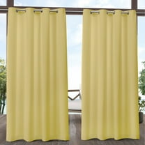 Exclusive Home Biscayne Indoor/Outdoor Two Tone Textured Grommet Top Curtain Panel Pair, 54"x84", Butter