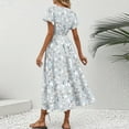 thumbnail image 5 of QLEICOM Women Casual Loose Bohemian Floral Dress, Sexy Wrap V Neck Ruffle Cap Short Sleeve Maxi Dress, A-Line Pleated Hem Summer Beach Swing Sun Dress, Summer Dresses for Women 2025, 5 of 5