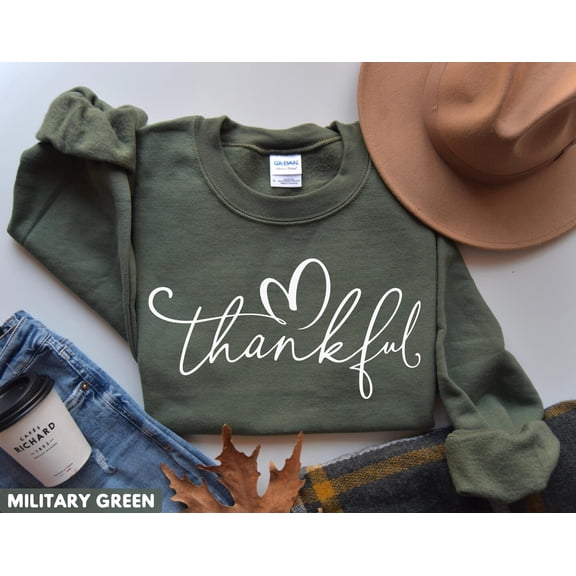 Velto Thankful Sweatshirt: Women's Thanksgiving Crewneck - Fall Apparel All Size S-3XL