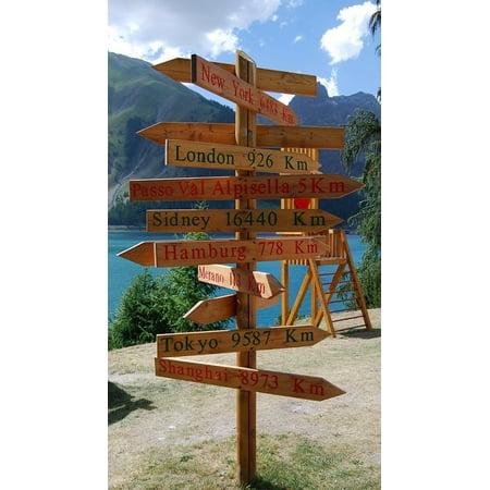 Laminated Poster Direction Wood Signs Indication Merano Livigno Poster Print 11 x 17