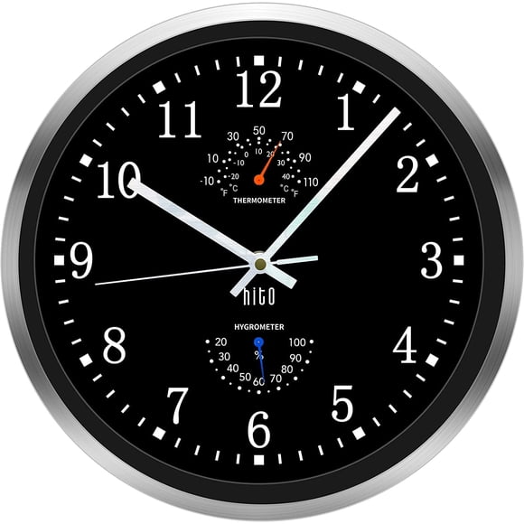 Reloj de Pared HITO 14" Silencioso a Batería de Aluminio