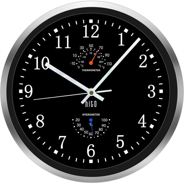 Reloj de Pared HITO 14" Silencioso a Batería de Aluminio