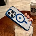thumbnail image 1 of Luxury Wireless Charge For Magsafe Transparent Case For iPhone 16 15 14 13 11 12 Pro Max Plus Mini Magnetic Bumper Cases Cover Blue For iPhone 15 Pro, 1 of 6