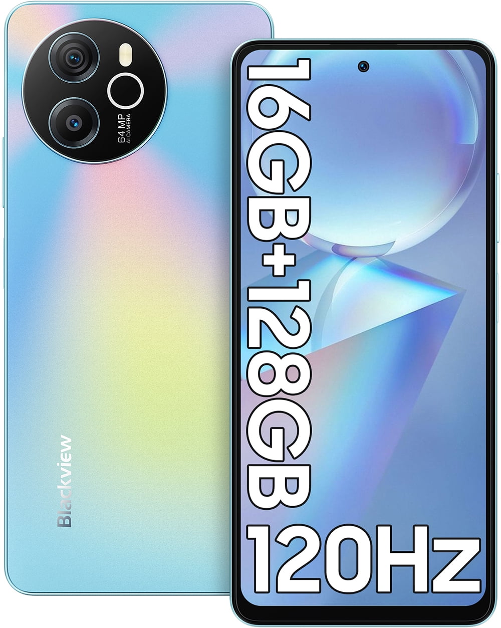 Blackview Unlocked Cell Phone 8GB+128GB 6.78" 120Hz Refresh,4G Dual SIM Smartphones T-Mobile, Blue
