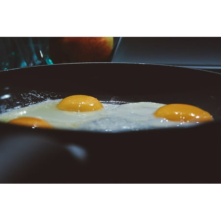 Canvas Print Breakfast Cooked Eggs Meal Frying Food Pan Fried Stretched Canvas 10 x