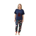 thumbnail image 3 of Odeerbi Christmas Pajamas for Family Holiday Short Sleeve Family Christmas Pajamas Matching Sets Mom Casual Print Top with Bottom Outfits Home Wear Sleepwear Family Matching PJs Set Blue, 3 of 7
