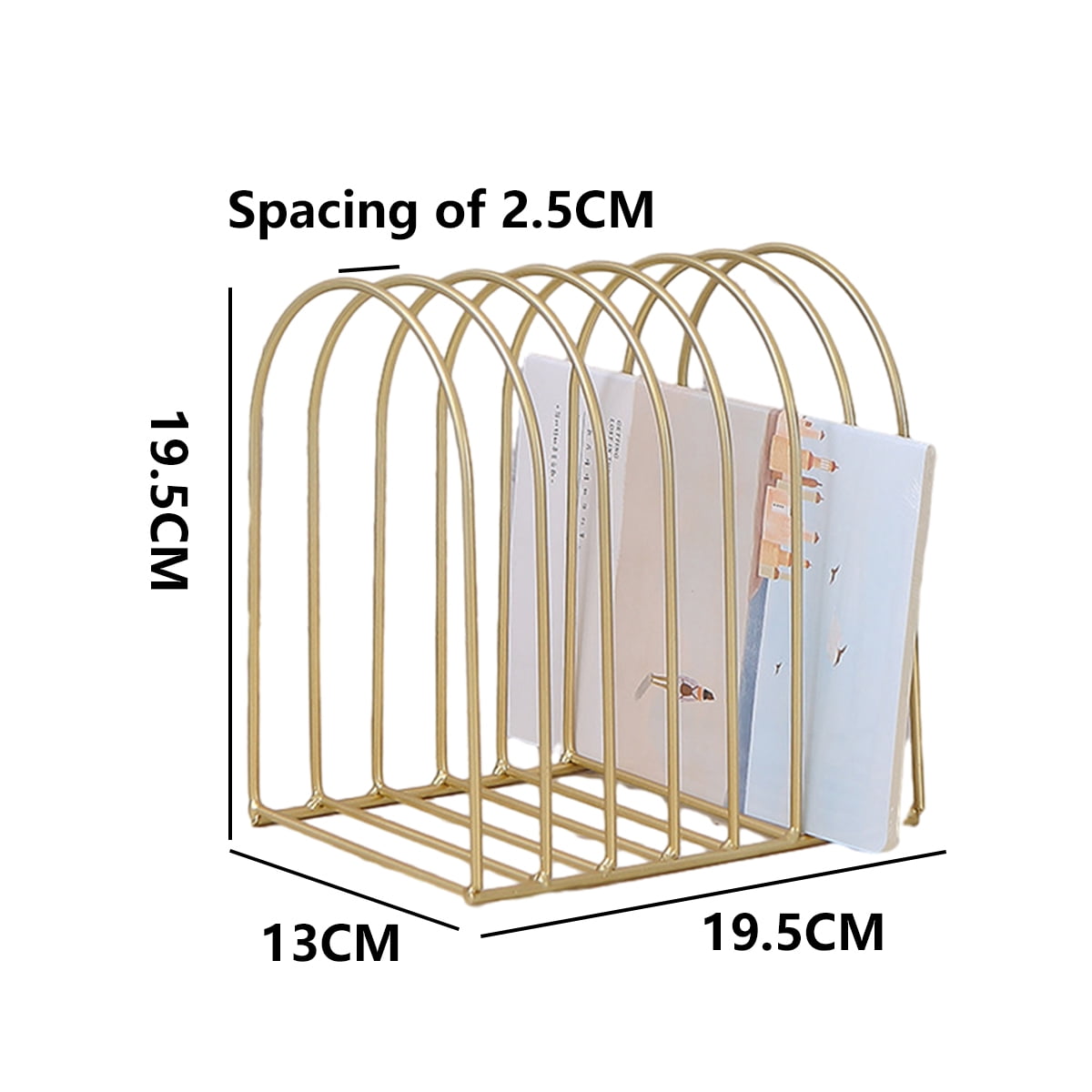 Gold Metal Wire File Folder Organizer Rack Vertical File Organizer for Desk Binder Holder File Sorter Stand - style:style3;