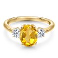 thumbnail image 3 of Gem Stone King 10K Yellow Gold Yellow Citrine and White Topaz Engagement Ring for Women | 2.16 Cttw | Oval 9X7MM | Gemstone November Birthstone | Size 8, 3 of 6