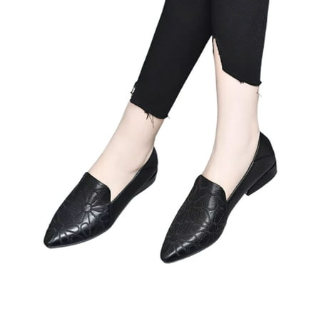 

Rotosw Women High Heels Pointed Toe Dress Shoes Slip On Pumps Anti-Slip Block Heel Office Shoe Formal Lightweight Black 5