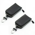 thumbnail image 3 of Leather Folding Leather Signal Bag Key Wallet Key Zipper Key Holder Bag For Privacy Protection Car Key Case, 3 of 8