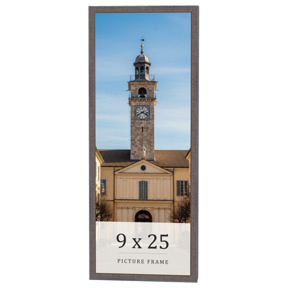 9x25 Frame Blue Kingsley Pewter Solid Wood Picture Frame Width 0.75 Inches |Interior Depth 0.5