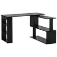 thumbnail image 1 of CoSoTower L Shaped Desk, 360° Rotating Corner Desk, Computer Writing Table Workstation with Storage Shelf for Home Office, Black, 1 of 7