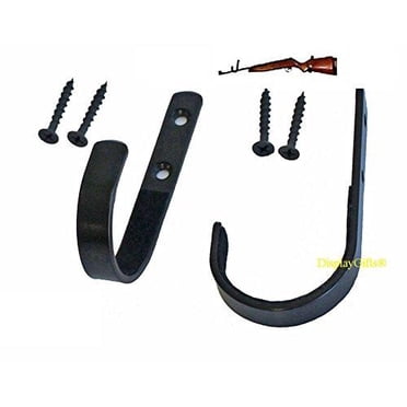 Treasure Gurus Universal Weapon Hooks - Set Of 2, Pewter Finish, Wall Mount For Guns & Swords