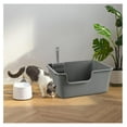 thumbnail image 4 of 4-Pack Plastic High Side Cat Litter Box, Large Open Litter Box, Gray, 19.69 x 15.24 x 8.46 Inches, 4 of 7