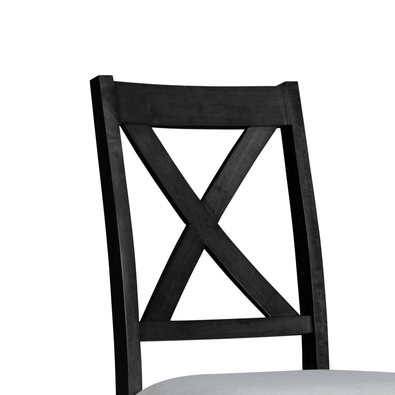 Home Design Oden Dining Chair (Set of 4), Black/Gray, X-back design, Padded seat, Upholstered in soft gray fabric, Comfortable seating, Rustic-modern style