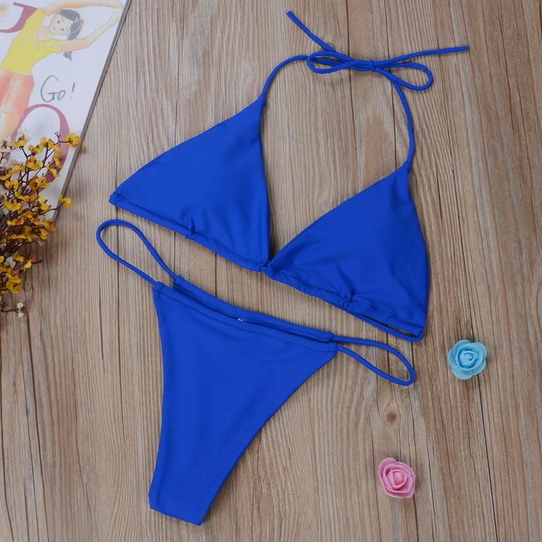 MERSARIPHY Womens Solid Color Thong Bikini Set Skimpy Triangle Underwear