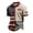 Red, variant on Men's USA 250th Anniversary Polo Shirt with Patriotic Flag and Plaid Patchwork Featuring Short Sleeves and Classic Collar Beige L