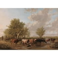 thumbnail image 3 of Thomas Sidney Cooper 24x18 Black Modern Framed Museum Art Print Titled - Fording a Brook, Suburbs of Canterbury (1834), 3 of 5