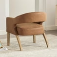 thumbnail image 2 of Hassch Faux Leather Upholstered Barrel Chair with Round Cutout Back and Solid Wood Frame, Modern Accent Chair for Living Space & Dining Room (Brown), 2 of 8