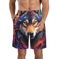 thumbnail image 1 of Lukts Colorful Wolf Head Print Mens Swim Trunks Quick Dry Swim Shorts with Funny Beach Shorts-3X-Large, 1 of 4