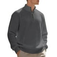thumbnail image 4 of zejinsd Fall Sweatshirts for Men Solid Colors Long Sleeve Quarter Zip Pullover Waffle Shirt Lightweight Warm Sweatshirts, 4 of 9