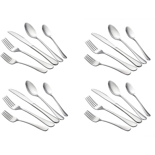 Stainless Steel Flatware Silverware Set, Eating Utensils Tableware Include Knife Fork Spoon, Mirror Polished, Dishwasher Safe