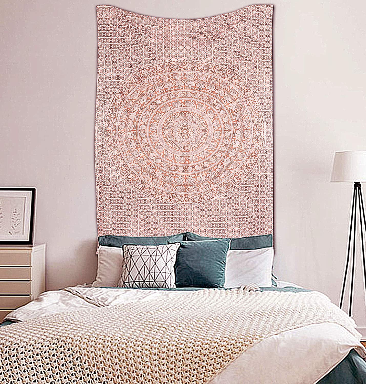 Psychedelic Mandala Elephant Printed Cotton Yoga Poster Tapestry Wall Decorative 