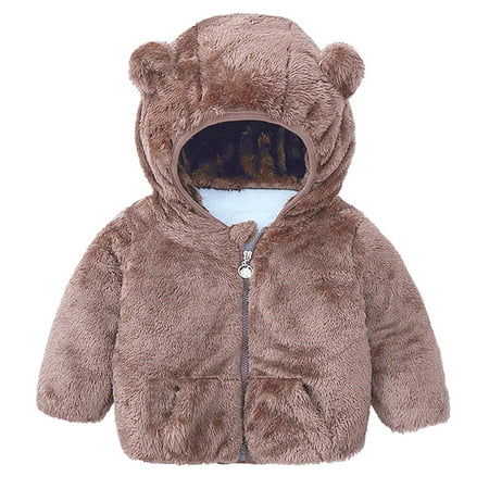 

RPVATI Toddler Baby Child Children Kids Zip Up Long Sleeve Fleece Coat Ears Hooded Clothes Warm Winter Jacket 1Y-5Y