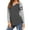 Gray, variant on Women's Raglan Long Sleeve T-Shirt Loose Blouse Henley V Neck Baseball Tee Shirt Tops