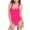 Hot Pink, variant on WREESH Women's Ruffled One Piece Swimsuit - Backless Ruched Tummy Control Bathing Suit Adjustable Swimwear White