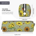 thumbnail image 3 of Fotbe Sage Green With Sunflowers Pattern Leather Pencil Case, Pencil Pouch with Durable Zipper, Compact and Stylish Organizer for Stationery, Art Supplies, Travel Essentials, 3 of 7