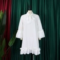 thumbnail image 4 of Women's Casual Vintage Half Sleeve Contrast Casual Pockets Party Swing Dress, 4 of 8