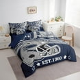 thumbnail image 3 of Feelyou American Sports Bedding Comforter Set 7-Piece, Steel Blue Grey King Bedding Sets, Rugby Football Soccer Bed Sheets, Microfiber Room Decor, 3 of 7