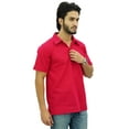 thumbnail image 3 of Atasi Mens Short Sleeve Fuschia Cotton Kurta Collar Shirt Tunic Casual Clothing-XX-Large, 3 of 6