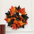 thumbnail image 4 of Loyerfyivos Halloween Door Decorations Home Outside Hello Signs Decor Welcome, Halloween Wreaths for Front Door Outdoor Window Thanksgiving Garland Yard Hanging Vintage Maple Leaves Wreath Decor, 4 of 6