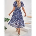 thumbnail image 2 of Women's Floral Boho Maxi Dress Wrap Short Sleeve V Neck Ruffle A-Line Flowy Wedding Guest Long Dresses, 2 of 6