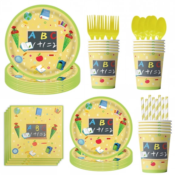 90 Pcs Back to School Party Plates and Napkins Party Supplies School Season Tableware Set Back to School Party Decorations Favors for Kids Serves 10