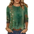 thumbnail image 6 of Zeagoo Women Blouses 3/4 Length Sleeve Loose Shirts Cute Spring Summer Blouses Pleated Plus Size Floral Tunics Crewneck Clothes, 6 of 8