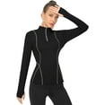 thumbnail image 2 of Women's Long Sleeve Workout Tops Zip Thumb Hole Athletic Running Sweatshirt Pullover, 2 of 6