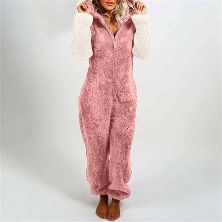 

Womens suit Women Long Sleeve Hooded Jumpsuit Pajamas Casual Winter Warm Rompe Sleepwear Fragarn